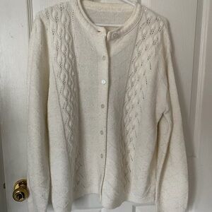 Elegant White Cable Knit Sweater